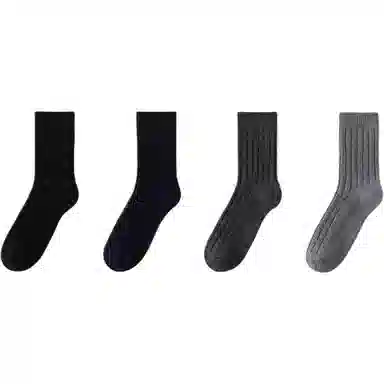 妮轻 羊毛秋冬季加厚纯色简约中筒袜 男款