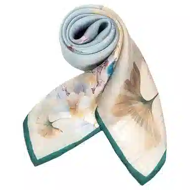 一米画纱 丝绸质感花卉图案国风印花真丝方巾踏青郊游装饰领巾拍照搭配 桑蚕丝 丝巾 女款