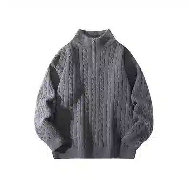 欧迪芬 潮牌纯色绞花半拉链休闲百搭内搭大学生外穿开衫立领毛衣 男女同款