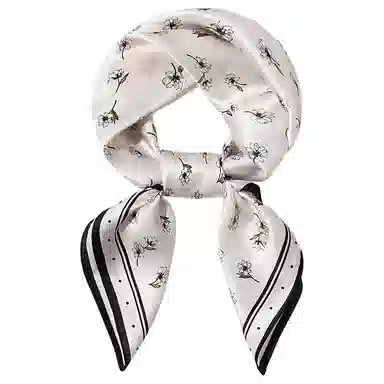 一米画纱 古典花卉雅韵国风真丝方巾旅游装饰素绸缎领巾搭配西装时尚出游 桑蚕丝 丝巾 女款