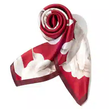 一米画纱 丝绸质感花卉图案国风印花真丝方巾踏青郊游装饰领巾拍照搭配 桑蚕丝 丝巾 女款