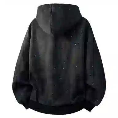 阿凡迪 美式复古高街星空扎染满天星仿刺绣手写签名体印花设计休闲宽松日常运动通勤百搭舒适潮牌重磅拉链外套开衫连帽卫衣 男女同款