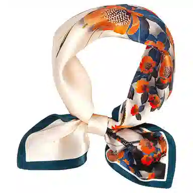 一米画纱 古典花卉雅韵国风真丝方巾旅游装饰素绸缎领巾搭配西装时尚出游 桑蚕丝 丝巾 女款