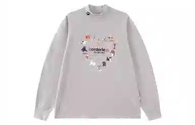 F426 Turtleneck Heart Print Long Sleeve Tee