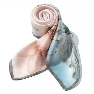 一米画纱 丝绸质感花卉图案国风印花真丝方巾踏青郊游装饰领巾拍照搭配 桑蚕丝 丝巾 女款