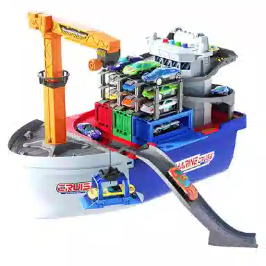 益米 巨型轮船 合金小汽车套装 集装箱弹射滑行轨道 船舶