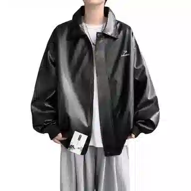 布客行 【美式高街酷飒宽松百搭机车拉链皮衣外套】赛博朋克防风防水痞帅不羁狂野硬朗摇滚叛逆简约重磅舒适通勤个性夹克 男女同款