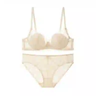 内在密码 法式蕾丝文胸女薄款胸大显小软钢圈上托防下垂纯欲性感罩内衣裤套装 女款