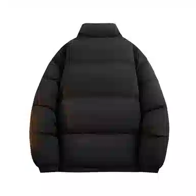 鸭鸭 美式高街复古字母数字图案印花简约设计基础款潮流拼接休闲宽松无性别主义户外撞色保暖防寒防风运动通勤立领面包羽绒服 男女同款