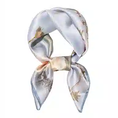 一米画纱 丝绸质感花卉图案国风印花真丝方巾踏青郊游装饰领巾拍照搭配 桑蚕丝 丝巾 女款