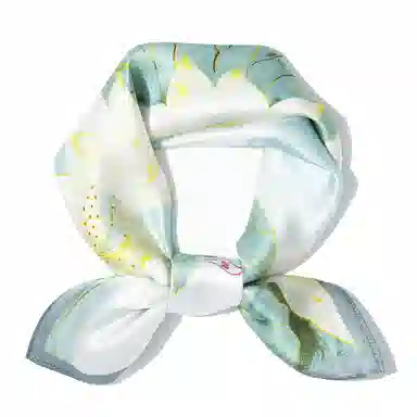 一米画纱 丝绸质感花卉图案国风印花真丝方巾踏青郊游装饰领巾拍照搭配 桑蚕丝 丝巾 女款