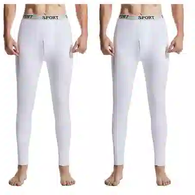 兰缪 运动型男字母腰带运动风修身防寒吸汗透气百搭长裤秋裤加绒保暖裤 男款