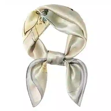 一米画纱 丝绸质感花卉图案国风印花真丝方巾踏青郊游装饰领巾拍照搭配 桑蚕丝 丝巾 女款