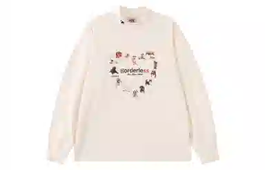 F426 Turtleneck Heart Print Long Sleeve Tee