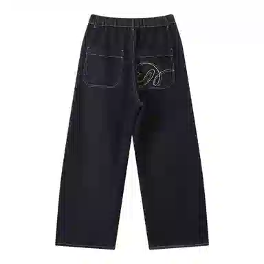 Mr. Jiangnan Heavyweight Split Heart Embroidered Twill Jeans