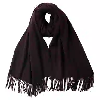 红豆 品牌流苏纯色简约保暖 山羊绒 绒线围巾 男女同款情侣款