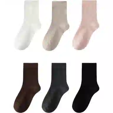 妮轻 羊毛秋冬加厚纯色简约中筒袜 女款