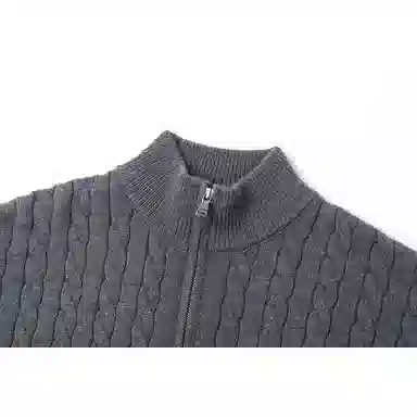 欧迪芬 潮牌纯色绞花半拉链休闲百搭内搭大学生外穿开衫立领毛衣 男女同款