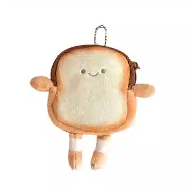 玄唐 可爱卡通吐司零钱包创意公仔小巧硬币耳机收纳包钥匙卡片小包 挂件 毛绒 男女同款情侣款