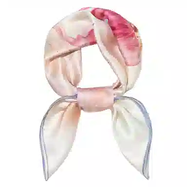 一米画纱 丝绸质感花卉图案国风印花真丝方巾踏青郊游装饰领巾拍照搭配 桑蚕丝 丝巾 女款