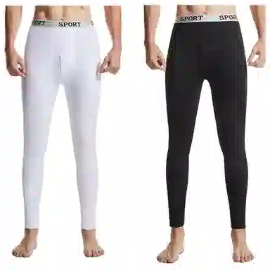 兰缪 魅力初冬潮男字母腰带运动风修身防寒吸汗透气百搭长裤秋裤不加绒保暖裤 男款