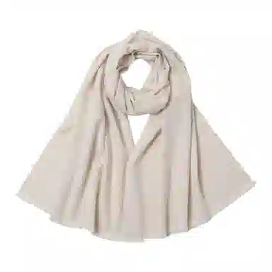 红豆 梭织粗纺水纹斜纹纯色米色简约百搭保暖 山羊绒 绒线围巾 男女同款情侣款