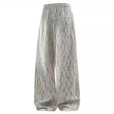 阿凡迪 扎染美式复古手绘星星涂鸦字母系带抽绳裤子高街户外运动裤日常通勤百搭微喇情侣装长裤宽松柔软垂感舒适阔腿潮流休闲裤 男女同款