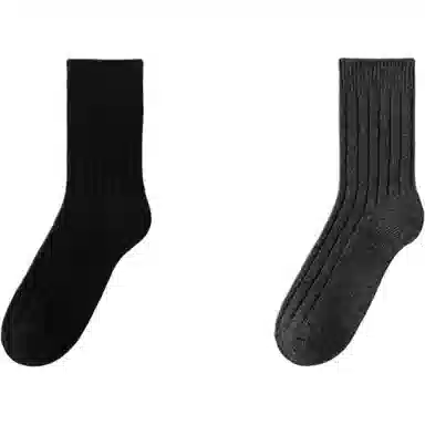 妮轻 羊毛秋冬季加厚纯色简约中筒袜 男款