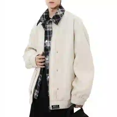 【290斤大码可穿】赫赫良衣 美式复古痞帅高街风翻领假两件上衣防风保暖耐磨休闲舒适宽松百搭小众高级感学院风韩系潮牌夹克外套 男女同款