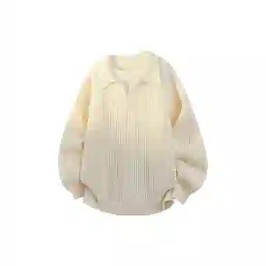 欧迪芬 美式圆领女秋冬季绵羊毛假两件内搭简约翻领毛衣 女款