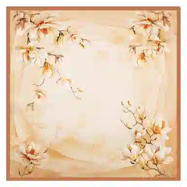 一米画纱 丝绸质感花卉图案国风印花真丝方巾踏青郊游装饰领巾拍照搭配 桑蚕丝 丝巾 女款