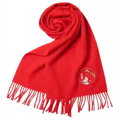 红豆 柔软经典轻盈保暖百搭 羊毛 绒线围巾 男女同款情侣款