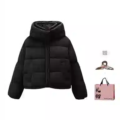 柏黛妃 纯色宽松连帽立领长袖棉服 女款