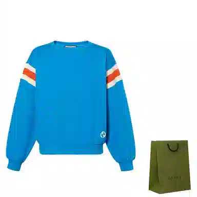 GUCCI SS23 Striped Crewneck Sweatshirt Blue
