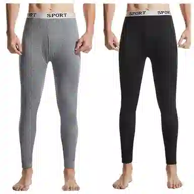 兰缪 魅力初冬潮男字母腰带运动风修身防寒吸汗透气百搭长裤秋裤不加绒保暖裤 男款