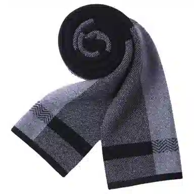 红豆 柔软舒适大方百搭格纹 山羊绒 绒线围巾 男款