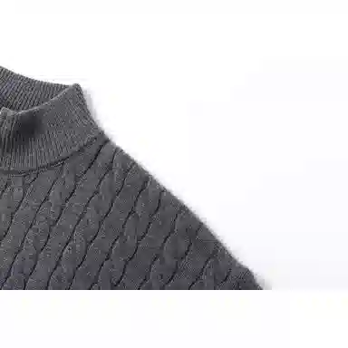 欧迪芬 潮牌纯色绞花半拉链休闲百搭内搭大学生外穿开衫立领毛衣 男女同款