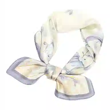 一米画纱 丝绸质感花卉图案国风印花真丝方巾踏青郊游装饰领巾拍照搭配 桑蚕丝 丝巾 女款