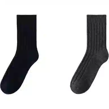 妮轻 羊毛秋冬季加厚纯色简约中筒袜 男款