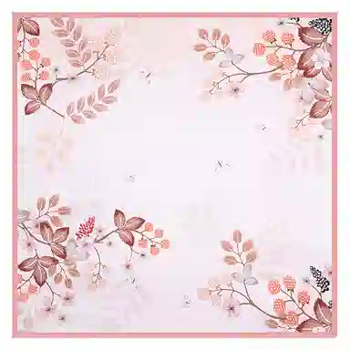 一米画纱 古典花卉雅韵国风真丝方巾旅游装饰素绸缎领巾搭配西装时尚出游 桑蚕丝 丝巾 女款