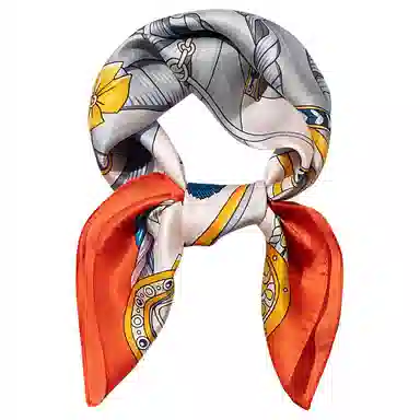 一米画纱 古典花卉雅韵国风真丝方巾旅游装饰素绸缎领巾搭配西装时尚出游 桑蚕丝 丝巾 女款