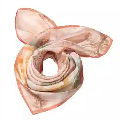 一米画纱 优雅中式花朵图案精致真丝材质高品质斜纹绸印花方巾如画系列 桑蚕丝 丝巾 女款