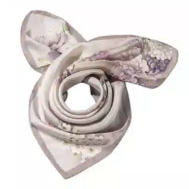 一米画纱 优雅中式花朵图案精致真丝材质高品质斜纹绸印花方巾如画系列 桑蚕丝 丝巾 女款