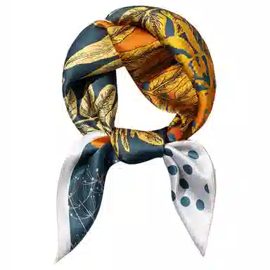 一米画纱 古典花卉雅韵国风真丝方巾旅游装饰素绸缎领巾搭配西装时尚出游 桑蚕丝 丝巾 女款