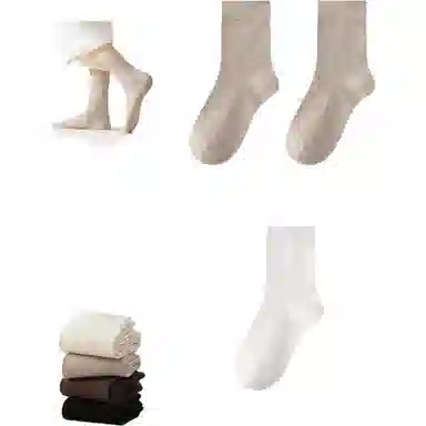 妮轻 羊毛秋冬加厚纯色简约中筒袜 女款