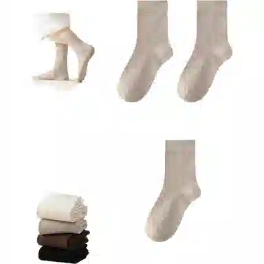 妮轻 羊毛秋冬加厚纯色简约中筒袜 女款