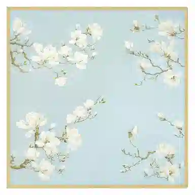 一米画纱 丝绸质感花卉图案国风印花真丝方巾踏青郊游装饰领巾拍照搭配 桑蚕丝 丝巾 女款