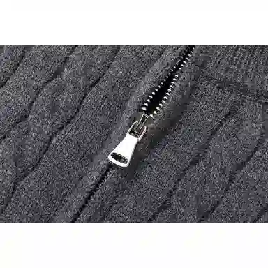 欧迪芬 潮牌纯色绞花半拉链休闲百搭内搭大学生外穿开衫立领毛衣 男女同款