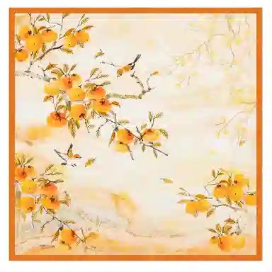 一米画纱 优雅中式花朵图案精致真丝材质高品质斜纹绸印花方巾如画系列 桑蚕丝 丝巾 女款