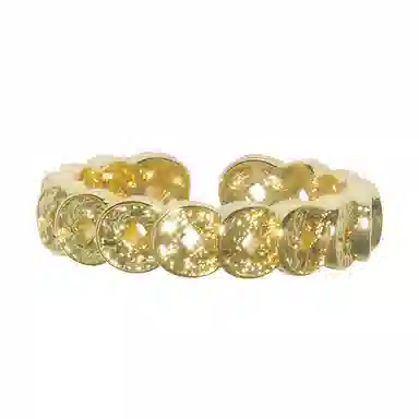 金杰福 碎冰冰铜钱招财新中式精致 合金 戒指 女款